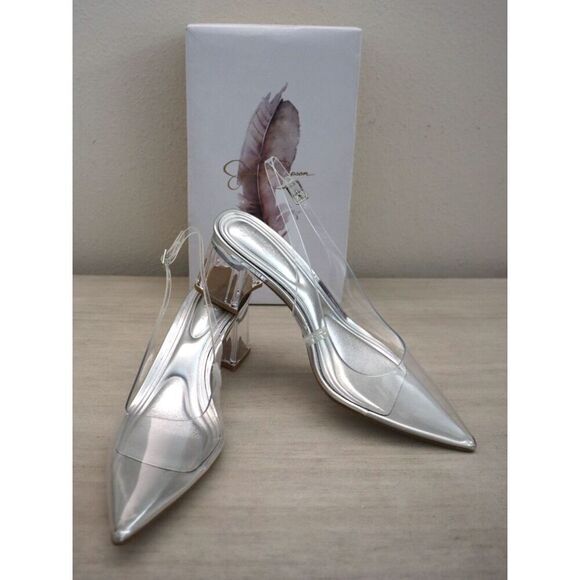 Jessica Simpson Women's Sz 8.5M Clear Syrina Lucite Slingback Pumps Heels - Picture 1 of 12